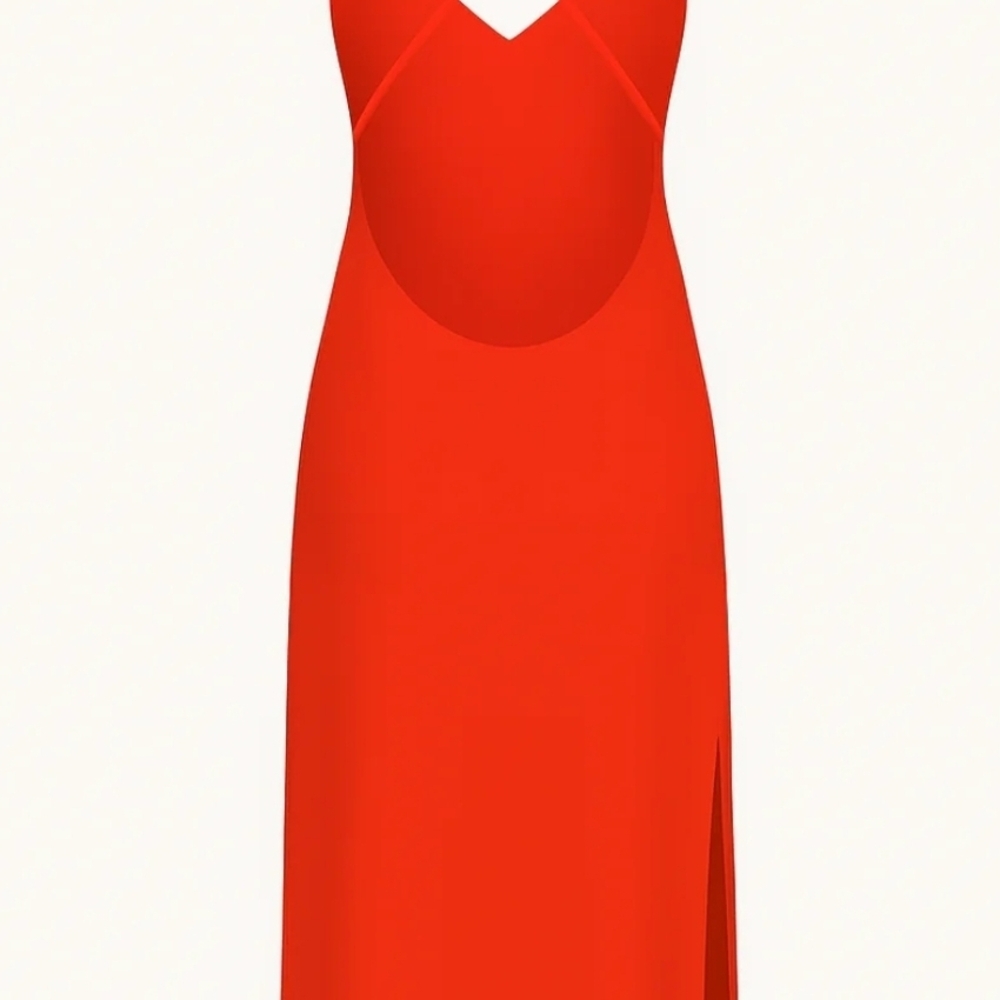 Vibrant Orange Midi Dress - Picture 2 of 5